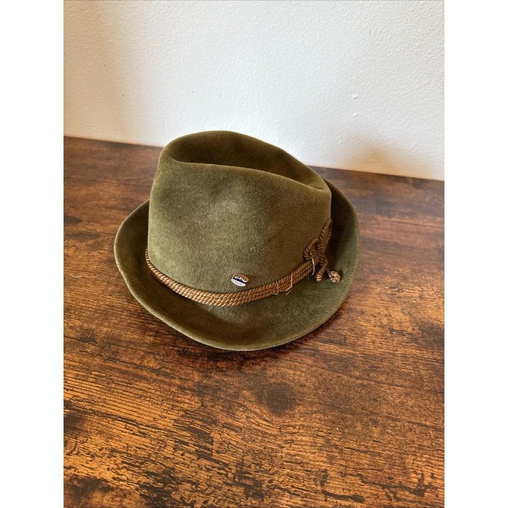Fein-Kaller All Sport Hat Vintage Swiss Olive Green Velour Alpine Bavarian Hat
